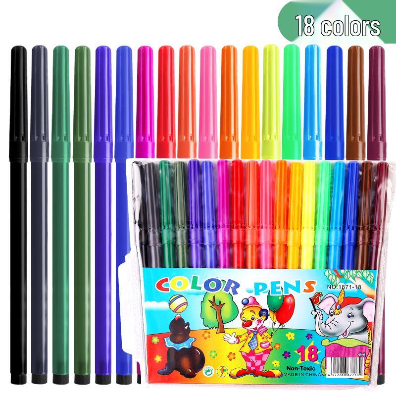 24-Color Washable Water-Soluble Watercolor Pen Set for Kids and Kindergarten Students
