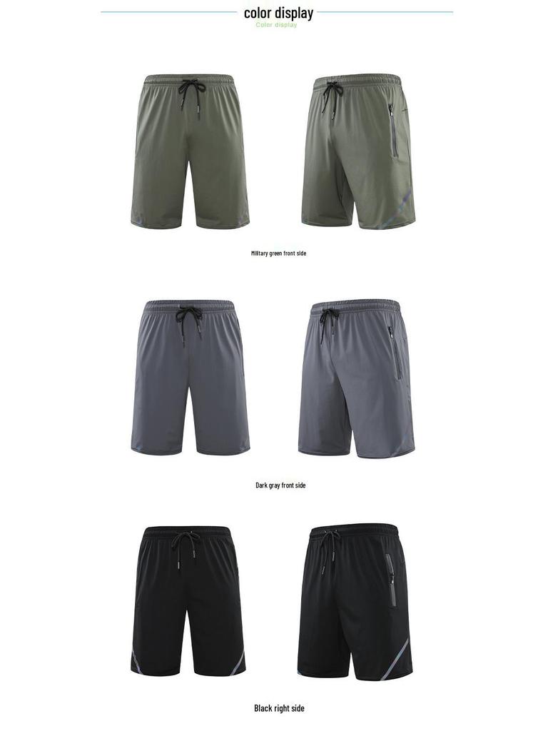 Men's Summer Ice Silk Basketball Shorts: Breathable, Quick-Drying, Casual Over-the-Knee Fitness Wear