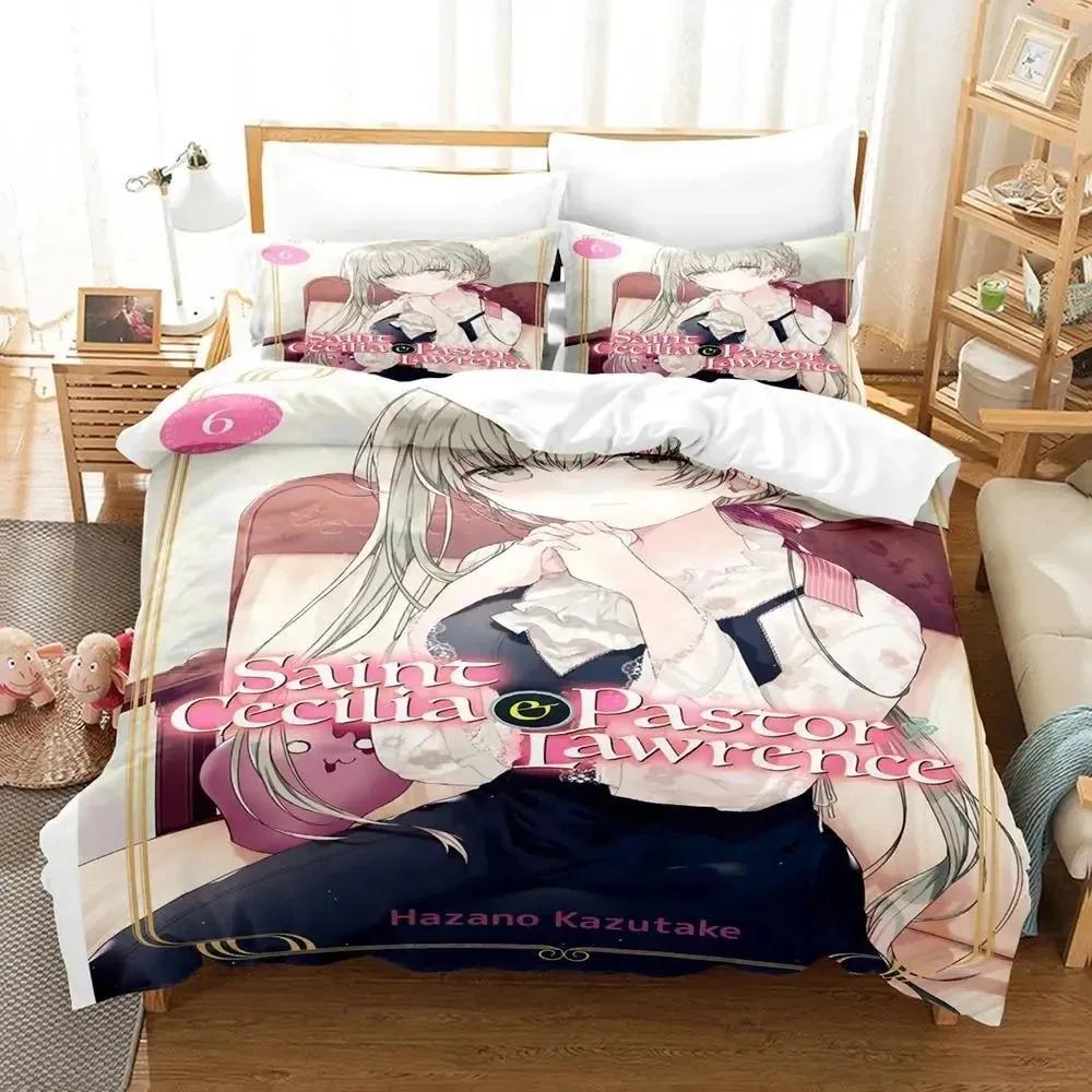 Anime Saint Cecilia & Pastor Lawrence Bedding Set Boys Girls Twin Queen Size Duvet Cover Pillowcase Bed Boys Adult