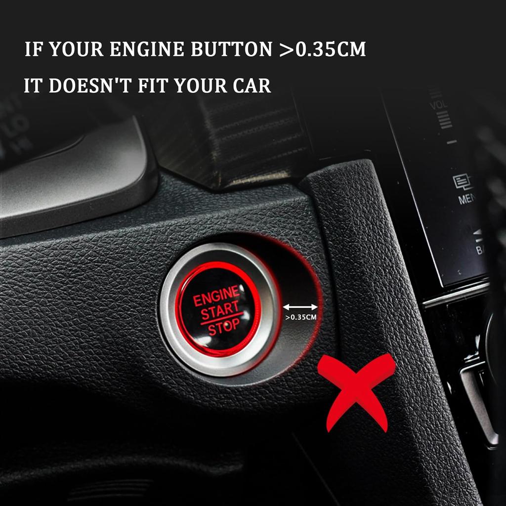 TOMALL Bling Car Engine Start Button Cover Diamond Crystal Push Start Ring Sticker Sparkly Accessories Circle Ring Bling Ignition Button Rhinestone