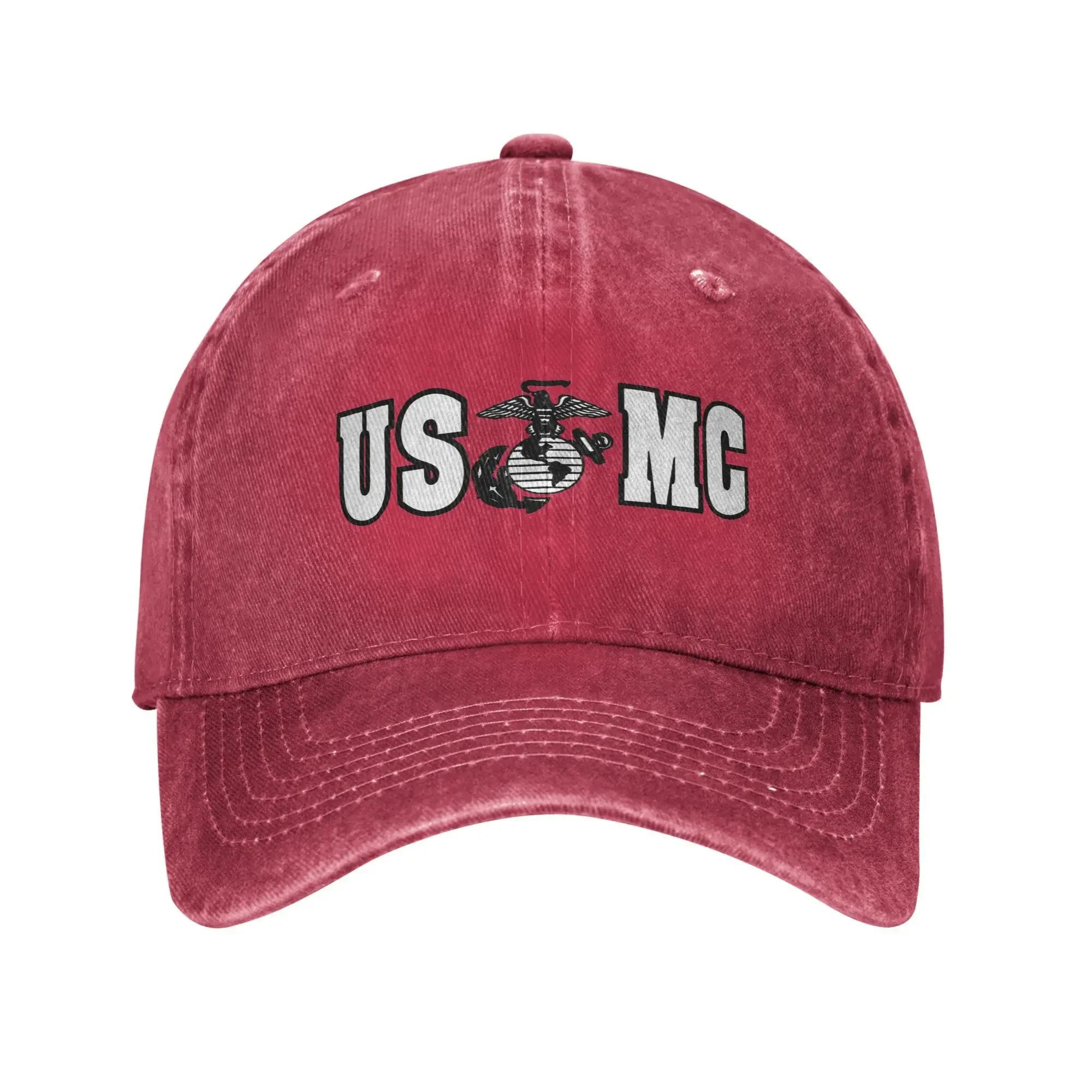 Military US Marine Corps USMC Unisex Baseball Cap Veteran Distressed Cotton Caps Hat Vintage Outdoor Running Adjustable Sun Adjustable