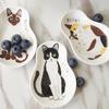 1/3pcs Ceramic Dessert Sauce Dish Japanese Tableware Creative Cute Cartoon Lucky Cat Pattern Water Drop Shape Fruit Sushi Plates