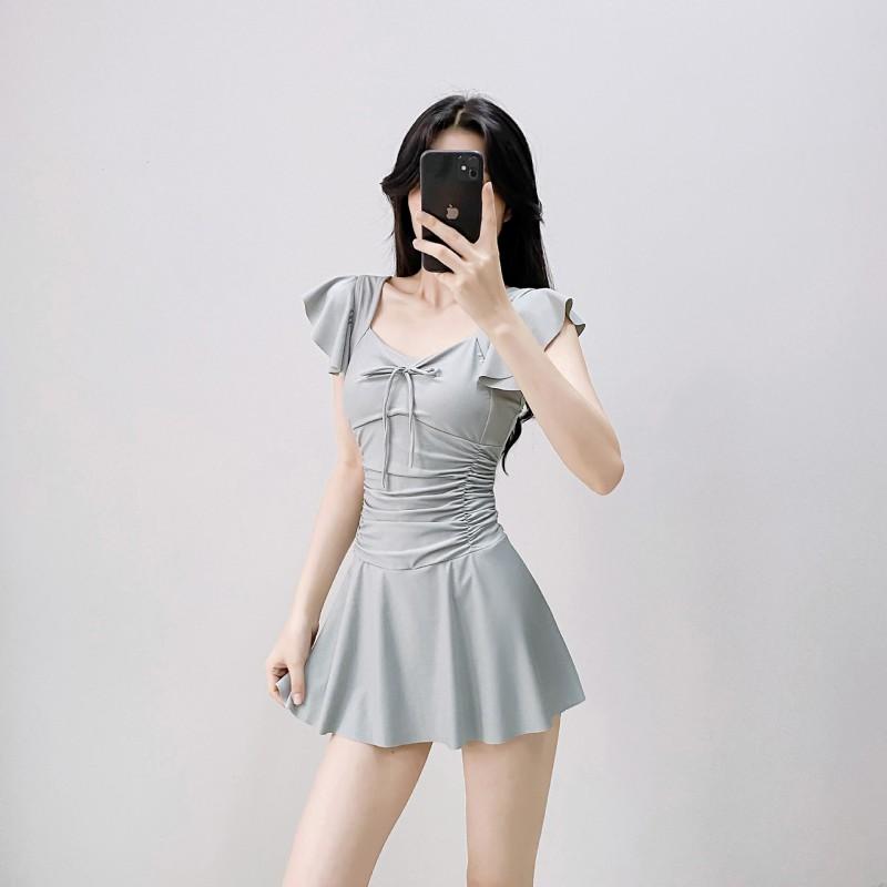 Bescheidenes Badekleid mit Rock Damen Bauchkontrolle Schlankmachendes Design UV-Schutz Übergröße M-XXL