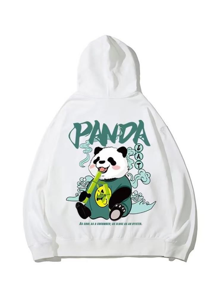 Kawaii Vintage Anime panda Print Hoodies Funny Mens Casual Long Sleeve Hooded Sweatshirts Male Plus Size ropa y2k hombre Clothes