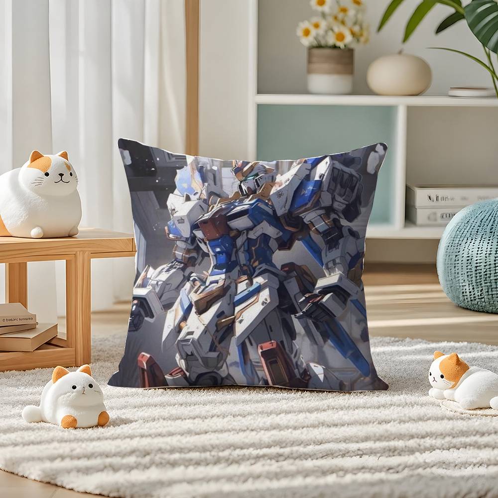 Mobile Suit Gundam Turn A Gundam Anime Plush Pillow Cover Soft Short Plush Cushion Cover For Sofa Bedroom Home Decor Gift
