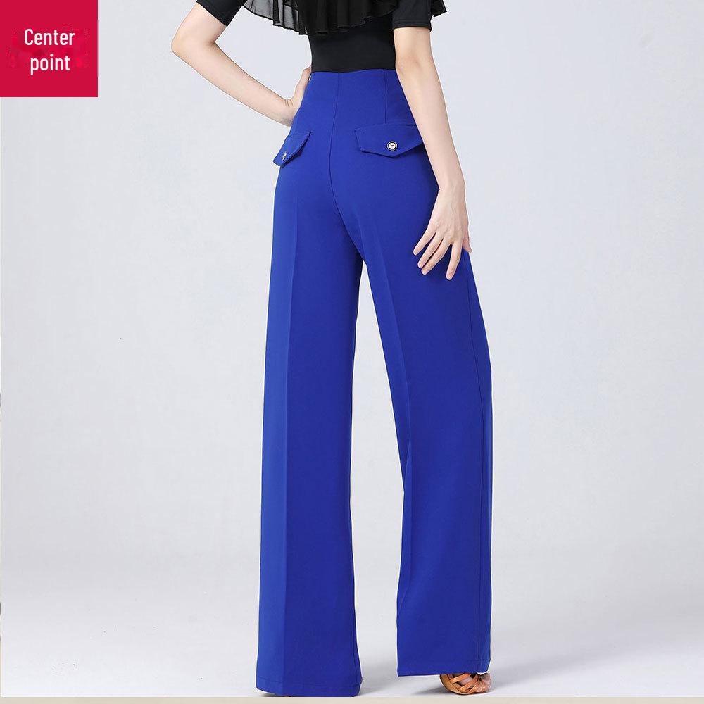 Women's Modern Wide-Leg Latin Dance Pants - High Waist Ballroom & Jitterbug Trousers.