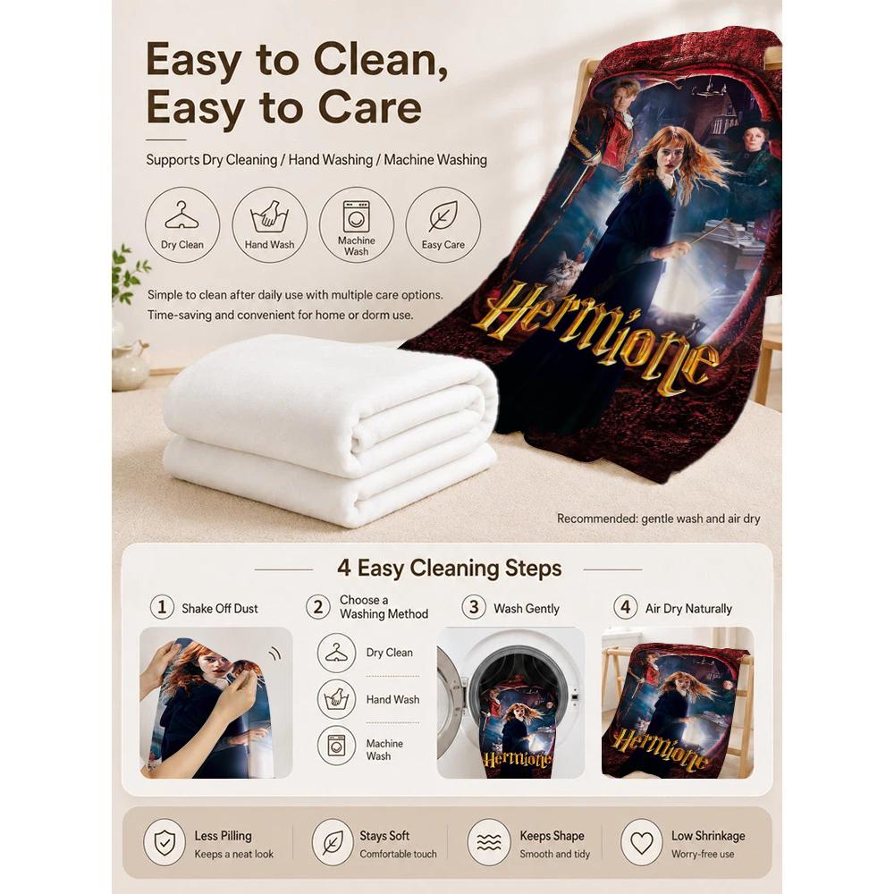 Magic Hermione Theme Printed Blanket Cozy Comfortable Throw Blanket For Living Room Sofa Nap Lightweight Home Decor Great Holiday Gift