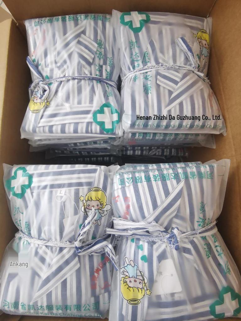 Blouse d'hôpital deux pièces en pur coton avec manches longues et pantalon - Facile à enfiler et à retirer pour les patients