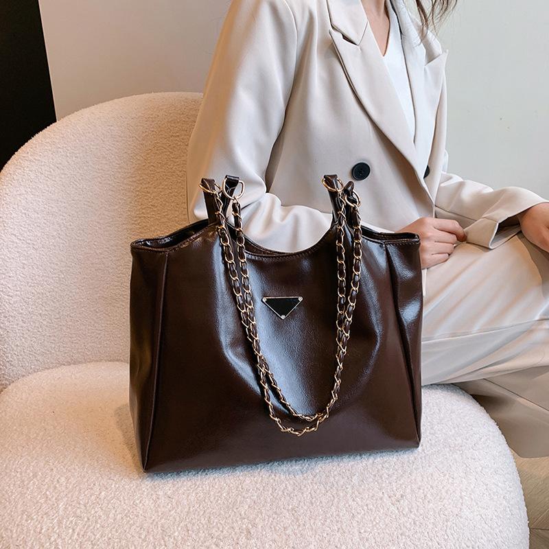 Chain Underarm Bag Fashion Shoulder Bag Niche Versatile Tote Bag Retro Pu Large Capacity Underarm Bag