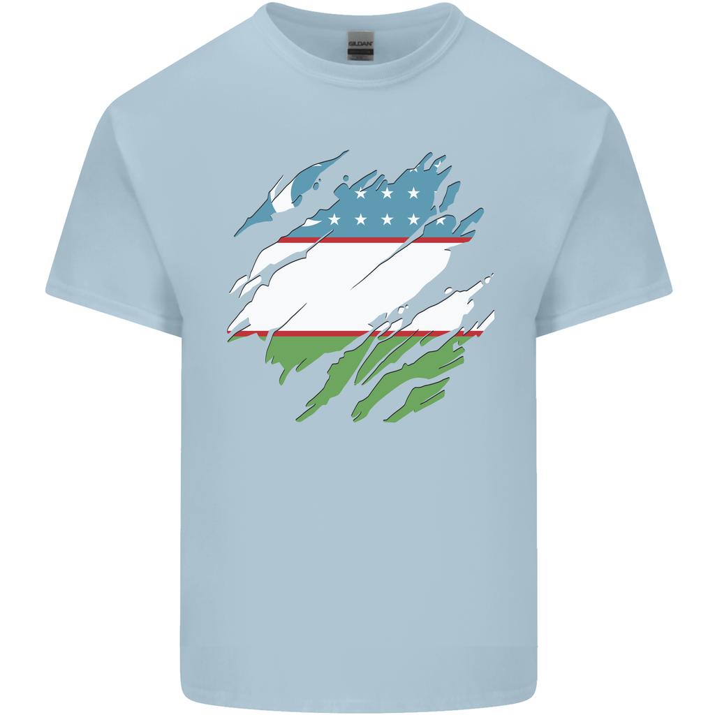 Torn Uzbekistan Flag Uzbek Day Football Unisexs Light Cotton TShirt