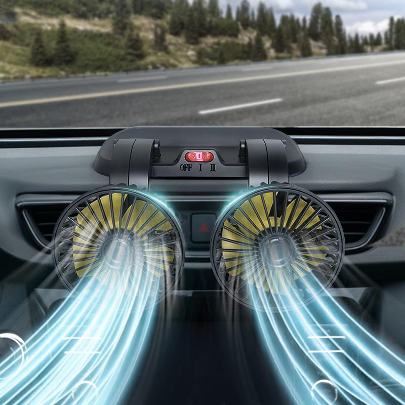 USB Double Head Car Fan - Instant Cooling for Various Vehicles - 12V/24V