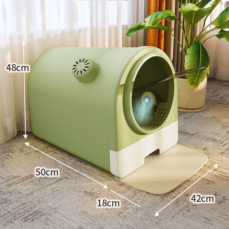 Extra-Large Odor-Proof Enclosed Cat Litter Box with Drawer & Splash Guard