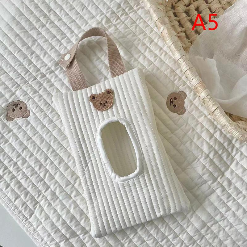 Cartoon Cute Tissue Box Travel Car Portable Handheld Storage Bag Towel Cover Newborn Hanging Bag For Cart Accessories 2024 New