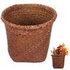 1Pcs Natural Straw Woven Wastebasket Office Trash Container Waste Paper Basket Desktop Storage Bin Small Countertop Trash Can