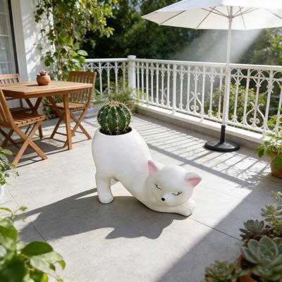 Miniso Cartoon Cute Cat Tail Flower Pot Creative Succulent Plant Cactus Cultivation Garden Courtyard Balcony Decoration Ornament