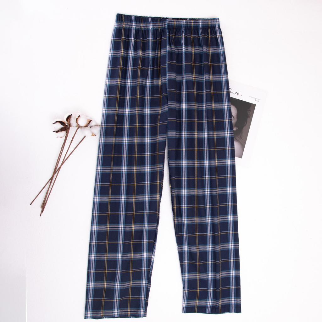 Men's Plaid Cotton Pajama Pants - Loose, Casual, Home and Outdoor Wear