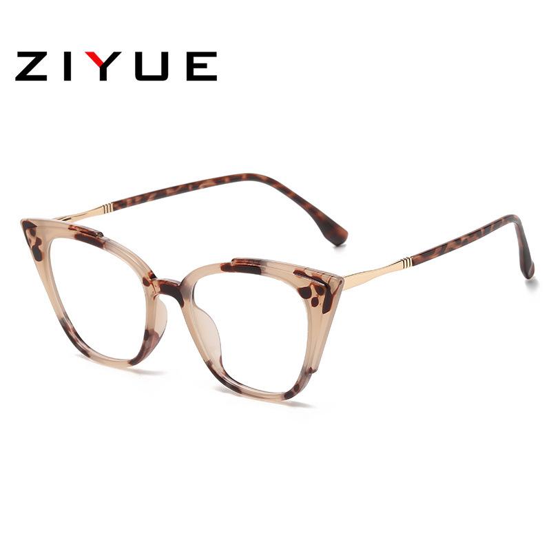Women's Cat-Eye Prescription Glasses with Spring Hinge, Anti-Blue Light Slimming Design for Larger Faces.