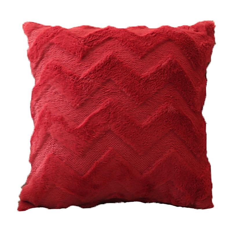 Solid Color Geometric Embroidered Plush Sofa Pillowcase