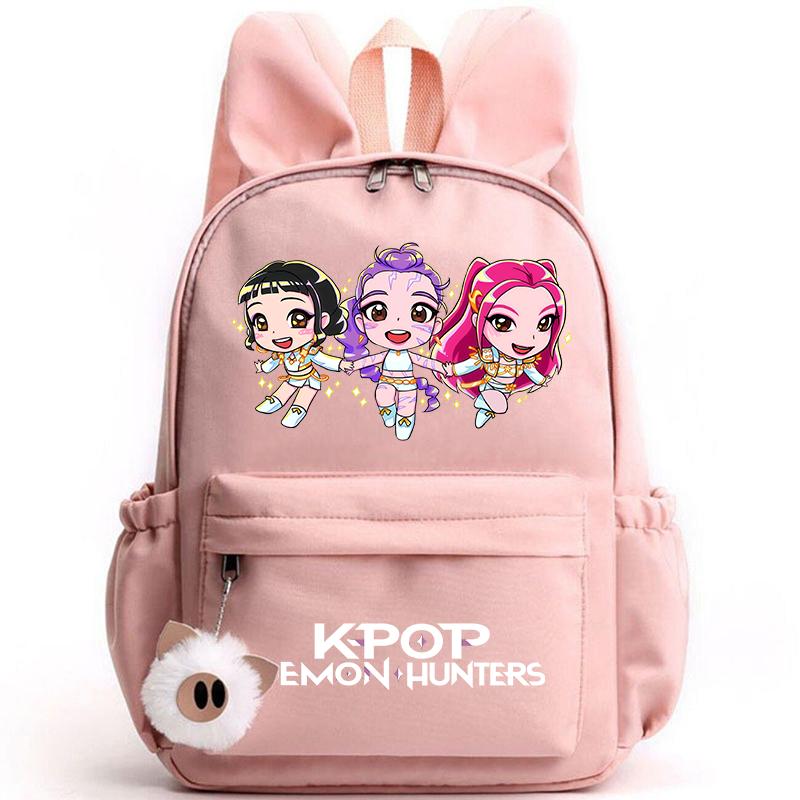 KPop Dämonenjäger Rucksack für Mädchen Jungen Kinder Rucksack Freizeit Schultaschen Reise Hasenohren Rucksäcke Mochila Geschenktüten