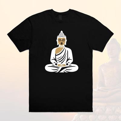 Buddha Meditations-T-Shirt | Zen Yoga Spirituelles Linienkunst-T-Shirt