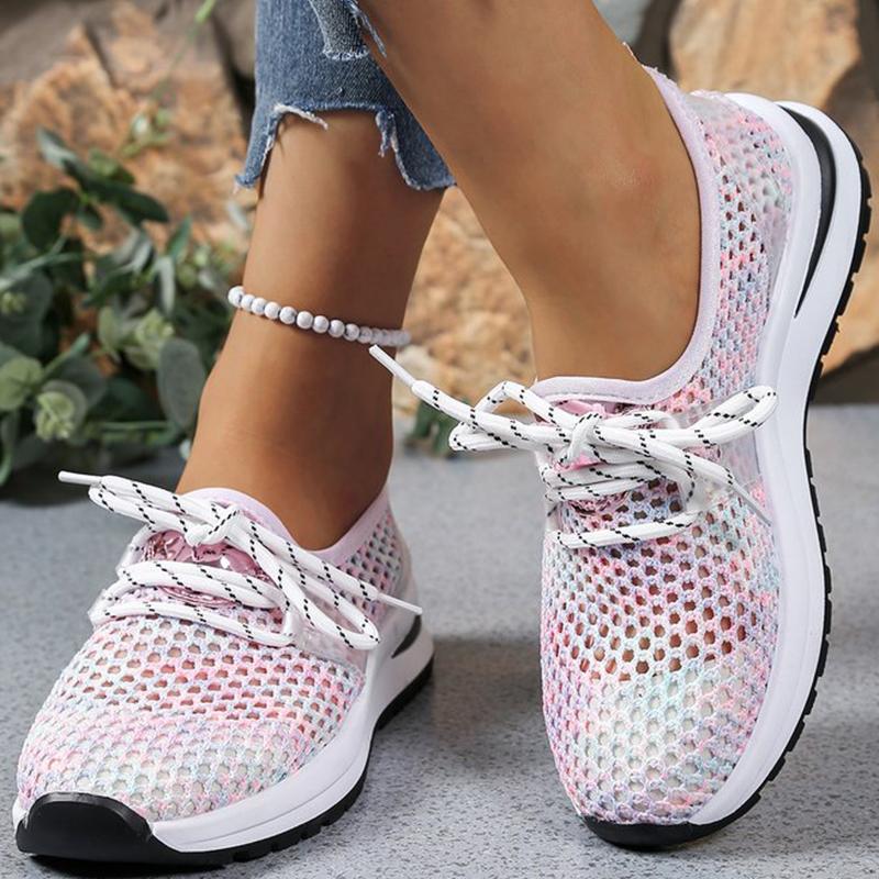 

Модная однотонная дышащая сетчатая спортивная обувь женская весна-осень удобная больших размеров 36-43 женские кроссовки нескользящая обувь на шнуровке женская 36