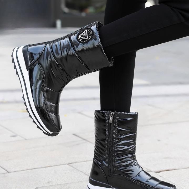 Women's Winter Fur One Thickened Padded Waterproof Comfortable Warm Anti Cold Lightweight Hiking Waterproof Non-slip Mid-calf Snow Boots