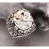 Hot-selling jewelry, ancient silver retro old mechanical pattern watch men's ring, new creative and fashionable