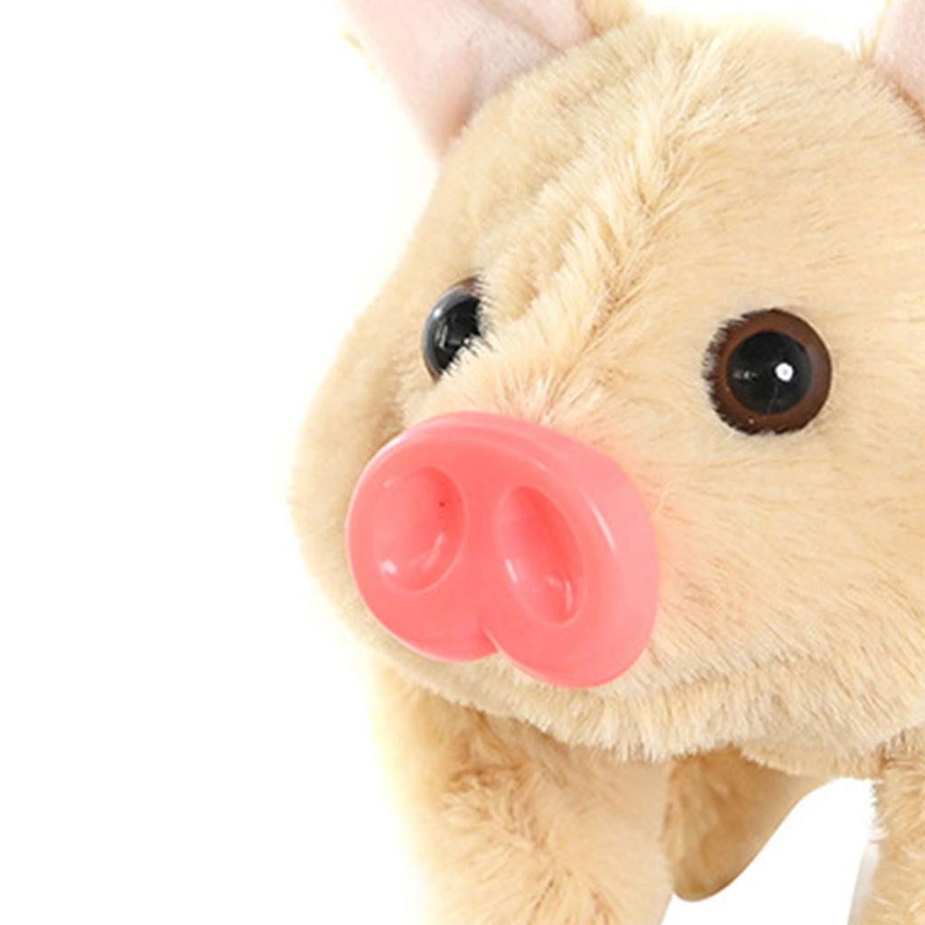 Interactive Electronic Pig Toy with Wagging Tail & Twitching Nose & Oink Sounds Animated Walking Pig Plush Toy for Pets Lovers