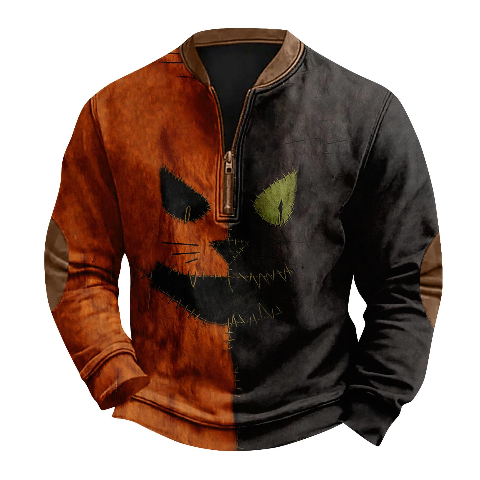 

Мужская повседневная модная рождественская принтованная толстовка без капюшона, широкая мужская свободная толстовка с капюшоном и воротником-стойкой L