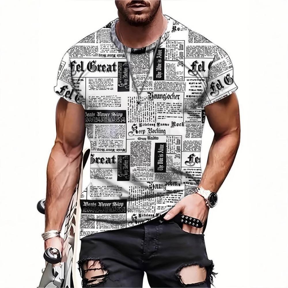 Men's 3D Printed T-Shirt Short Sleeve O-Neck Pullover Casual Top