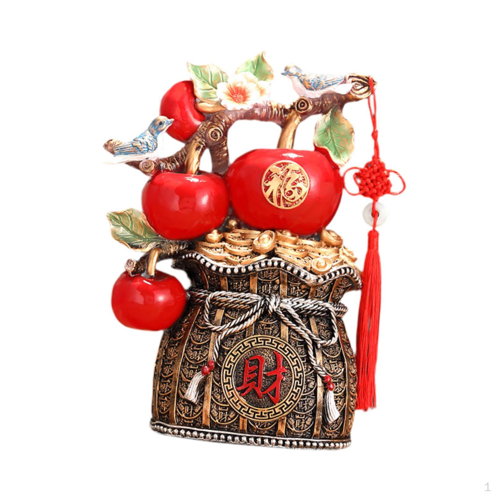 

Статуэтка из смолы в виде мешка с деньгами в виде яблока, подарок на день рождения, настольное украшение, скульптура для жизни Bronze Base