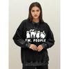 Ew People Cartoon Cats Design Woman Washed Sportswear Cotton Soft Pullover Oversize Crewneck Sweatshirts Couple Streetwer