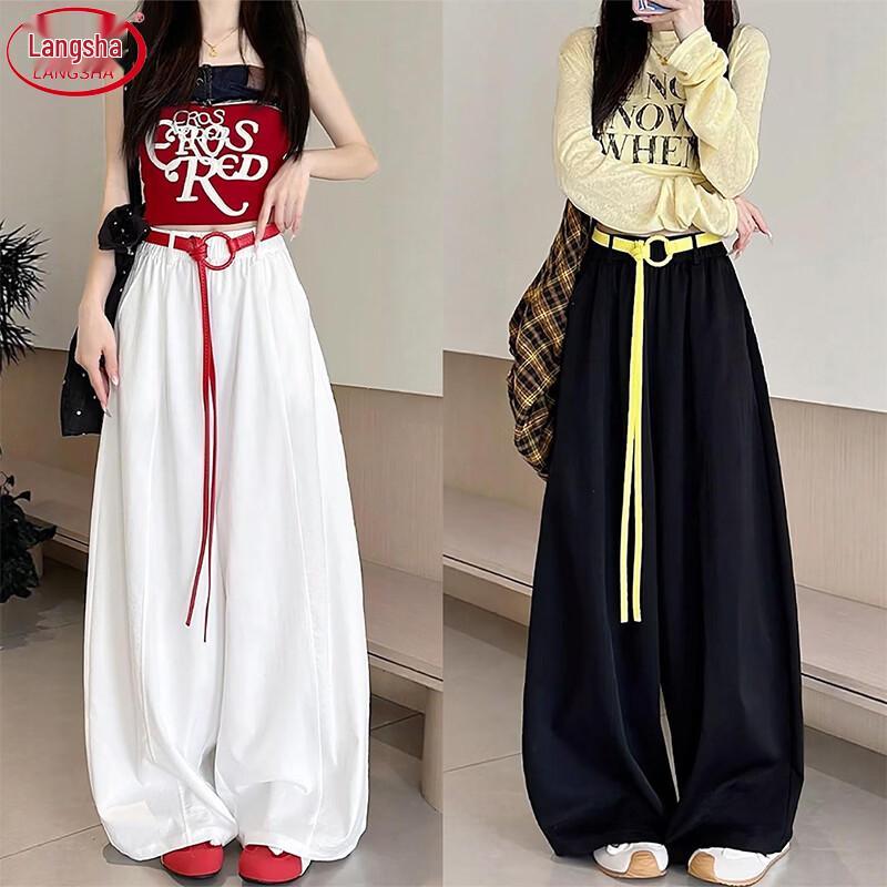Lonsa Summer 2026 Quick-Dry High-Waist Wide-Leg Pants L