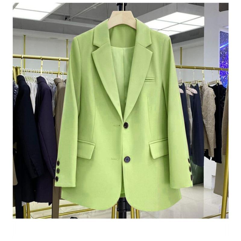 Women's Spring and Autumn Jacket Casual Pocket Long Sleeve Jacket Solid Color Office Jacket