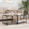 VidaXL Coffee Tables with Black Glass Top 2 Pcs 50x50x40 Cm Steel, Side Table, Living Room Table, Tea Table, End Table 845973