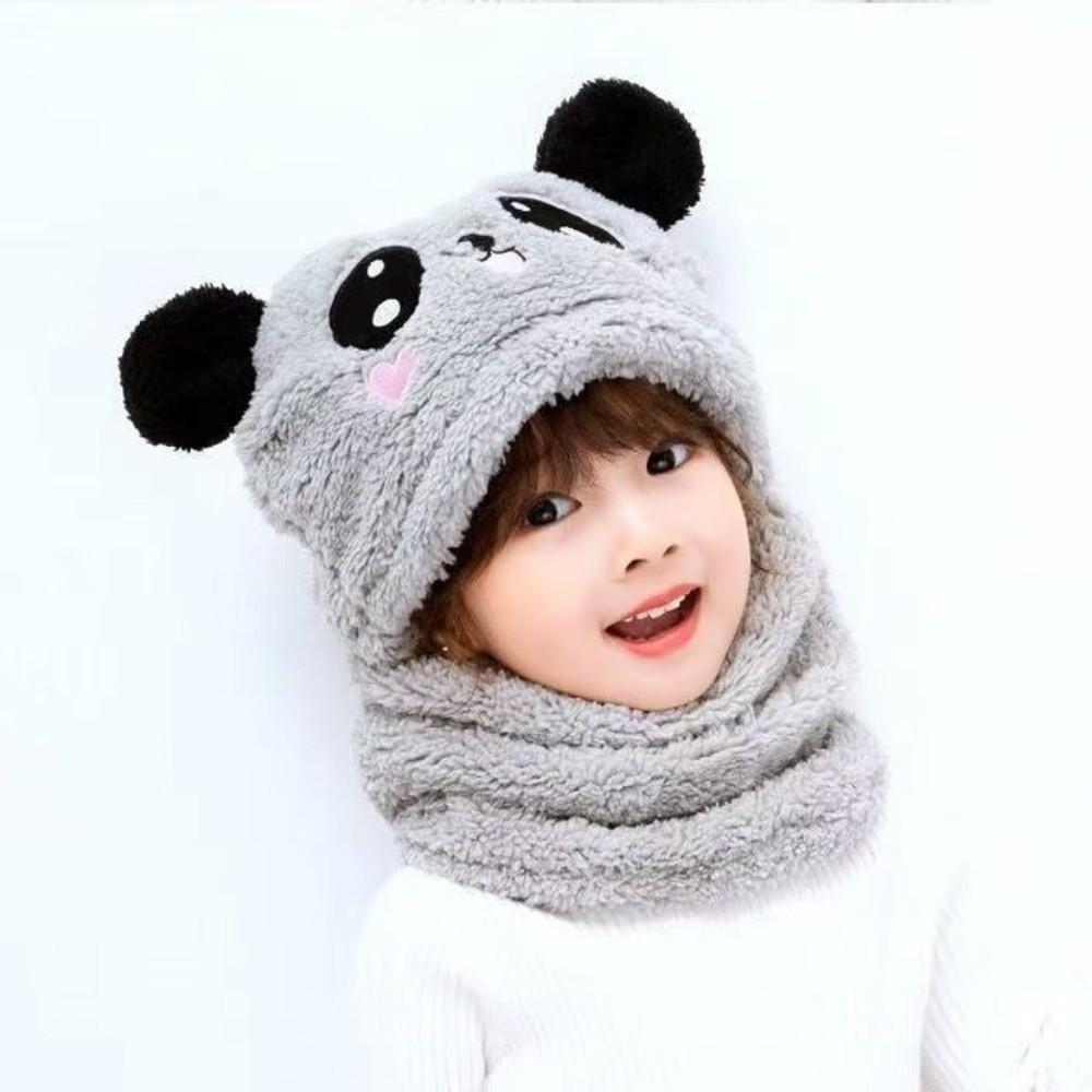 Fleece Kids Winter Hats Cartoon Warm Bonnet Scarf Fashion Children Beanie Caps Outdoor