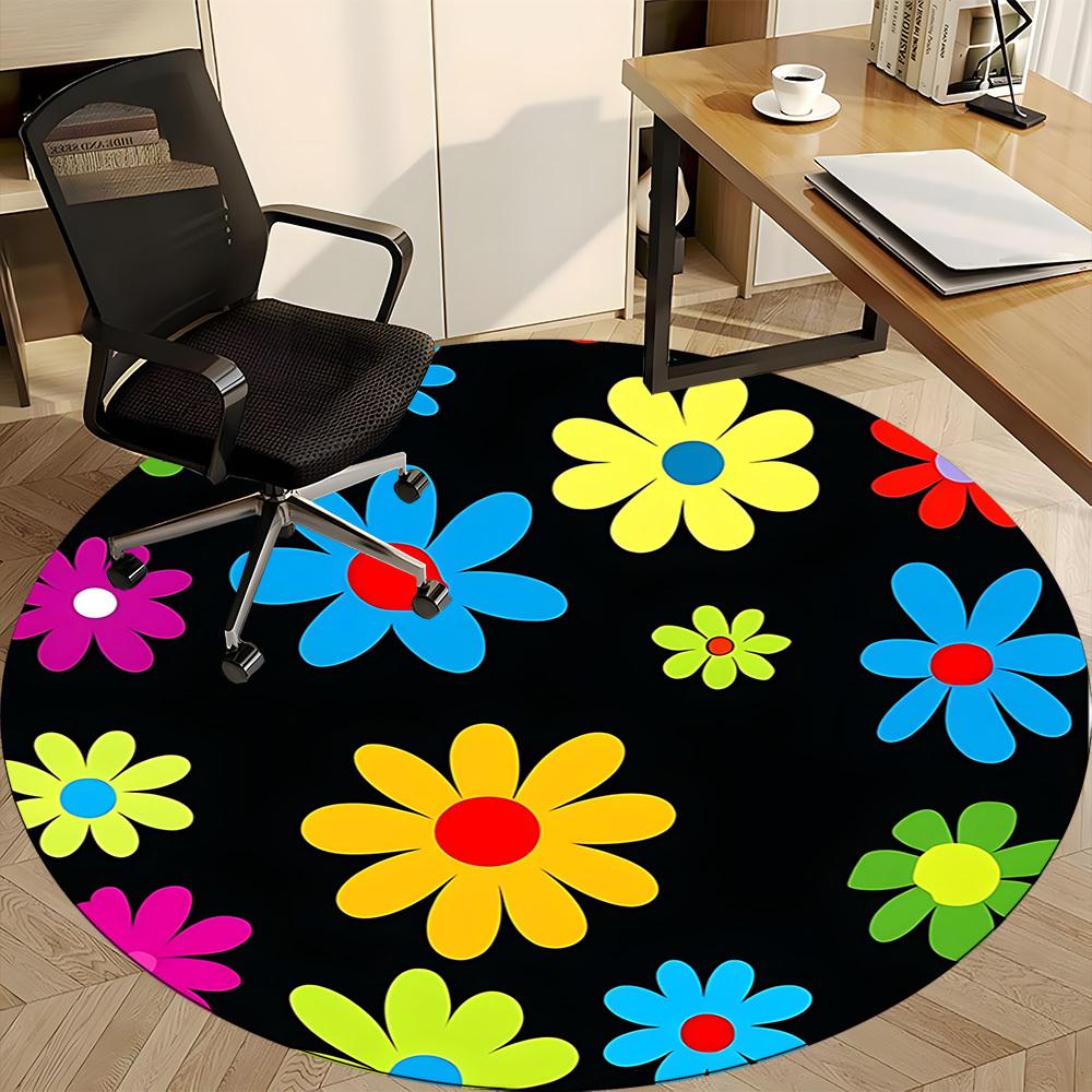 1PC Flower Pattern Chair Carpet for Office, Indoor Non-Slip Washable Carpet, Soft Comfortable Mat For Office Room yy250930155