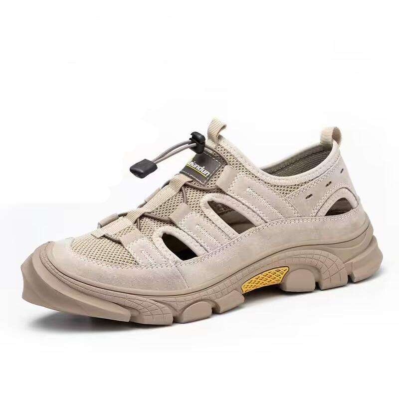 

мужские повседневные накладки на стальной носок рабочая обувь летние защитные туфли рабочий дышащие сандалии для инструментов защитные кроссовки безопасная обувь 5.5 бежевый