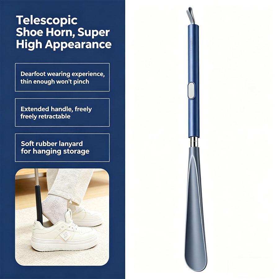 1Pcs Long Handle Stretchable Shoe Horn Portable Durable Household Shoe Puller No Bending Easy Shoe Wearing Tool