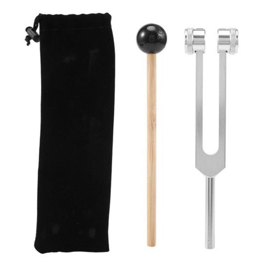 128 Hz ladička kovový zvukový vibrační nástroj pro relaxaci a vnímání těla snadno použitelná ladička s paličkou a úložným sáčkem