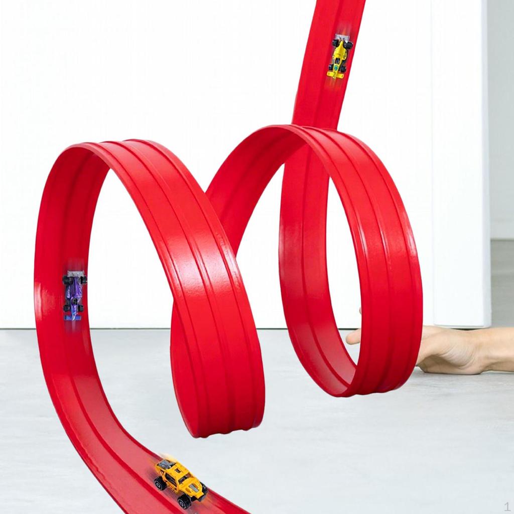 Flex Tracks Kids Toy with 4 Mini Car Model DIY Fun Versatile Gifts Suction Cup Mount Rolls Up