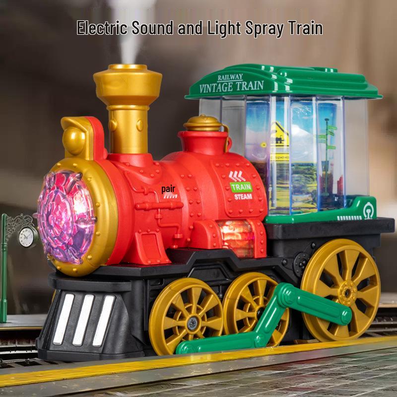 Children's Electric Train with Sound, Light, and Retro Locomotive Spray - Perfect for Festivals and Events