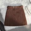 Autumn/Winter 2025 Maillard Palette Minimalist High-Waisted A-Line Skirt - Women's Versatile Casual Short Skirt