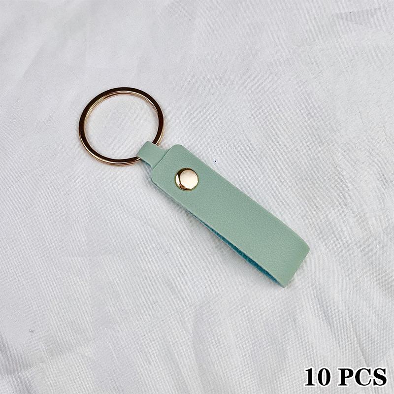 10Pcs New Pu Leather Keychain Simple Versatile Pendant Hand Strap Metal Car Keychain Couple Bag Ornaments