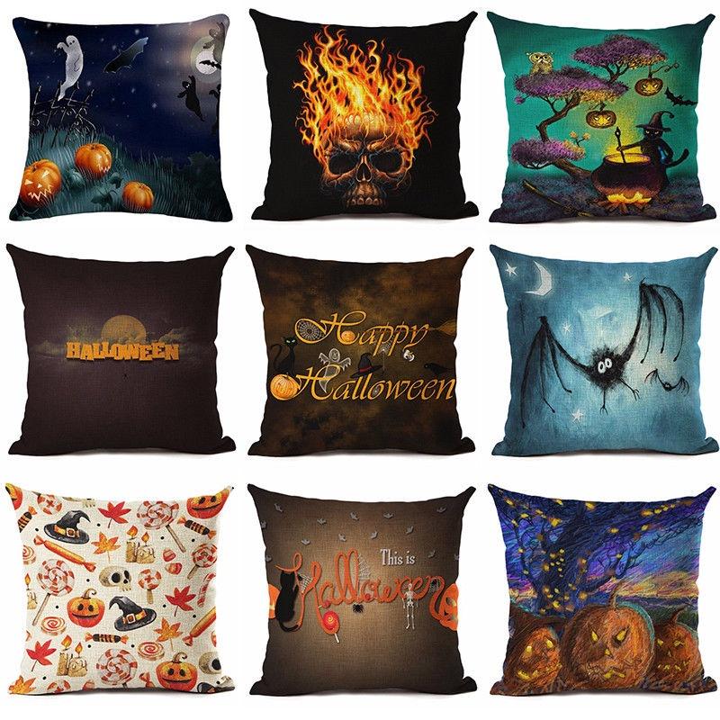 18" Cotton Halloween Linen Throw Pillow Case Cushion Cover Party Home Decor Sofa