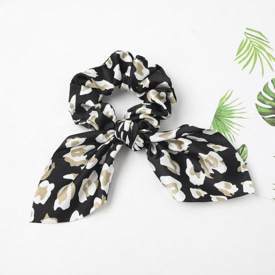 Kaninøre Hårring Leopardtrykk Glatt sateng hårslips Høy elastisk hodebunnsbeskyttelse Hår Scrunchie Hårtilbehør