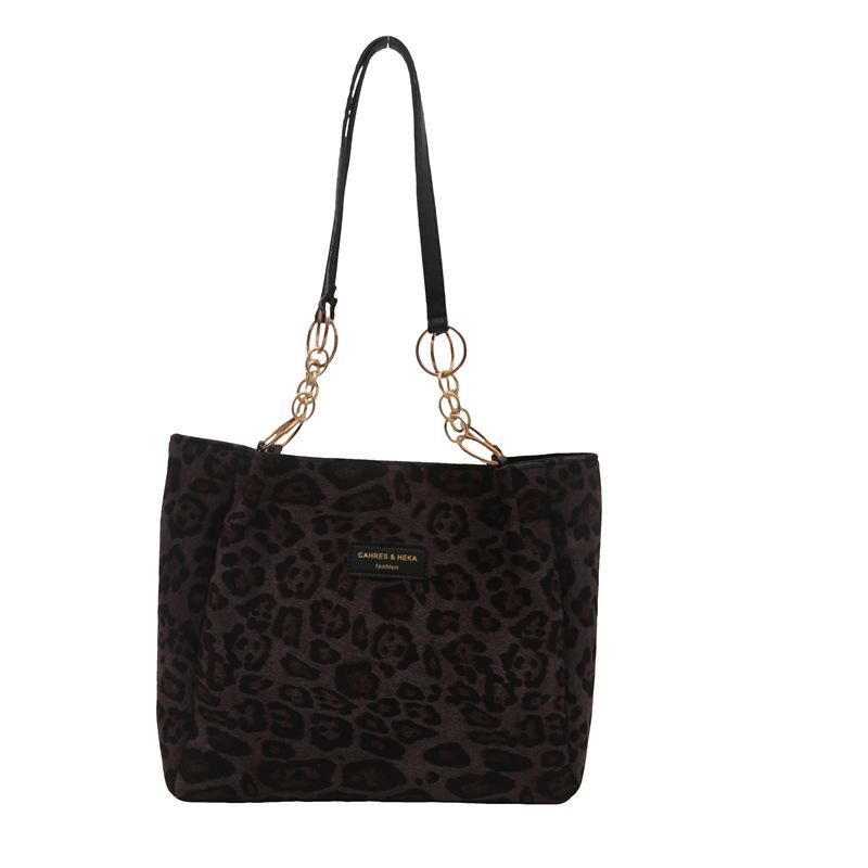 2025 Autumn New Korean Version Large-capacity Tote Bag Women's Fashion Simple Leopard Print Commuter Temperament Shoulder Armpit Bag