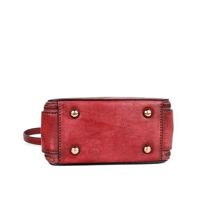 Johnature Retro Small Bag Genuine Leather Women Handbag Hand Brushed Animal Prints Cowhide Shoulder & Crossbody Bags