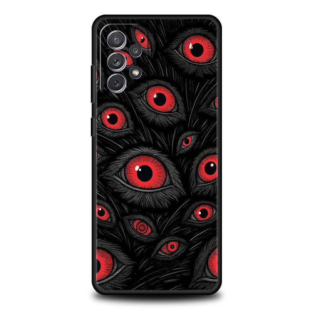 Scary Devil Eye Pattern Phone Case for Samsung A17 A13 A15 A25 A35 A51 A55 A71 A21S A11 A31 A41 A23 A53 A73 5G A03S A05s Cover