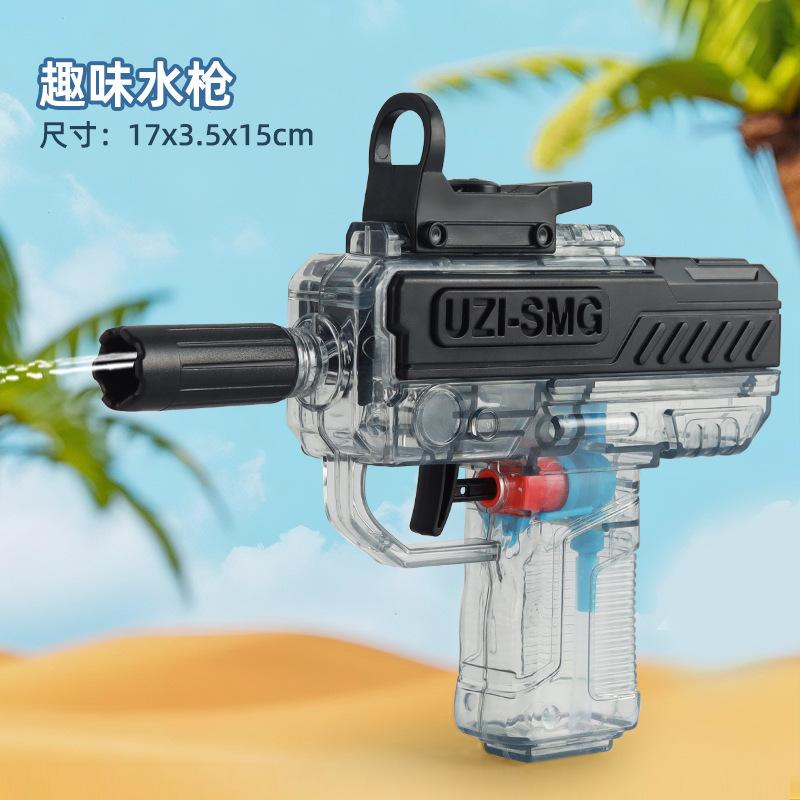 Uzi Electric Water Gun Swimming Pool Games Beach Children Outdoor Toys Boys Automatic Blaster Toy Gun Transparent Water Minigun